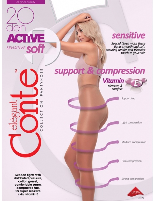 Steungevende panty 20 denier Conte Active soft 20